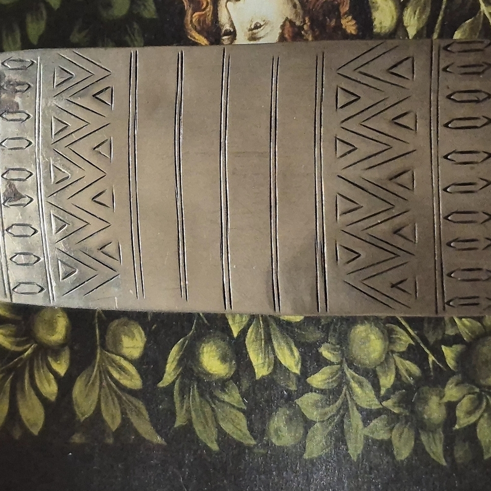 Silver Geometric Patterned Cuff Bracelet - Picture 2 of 8